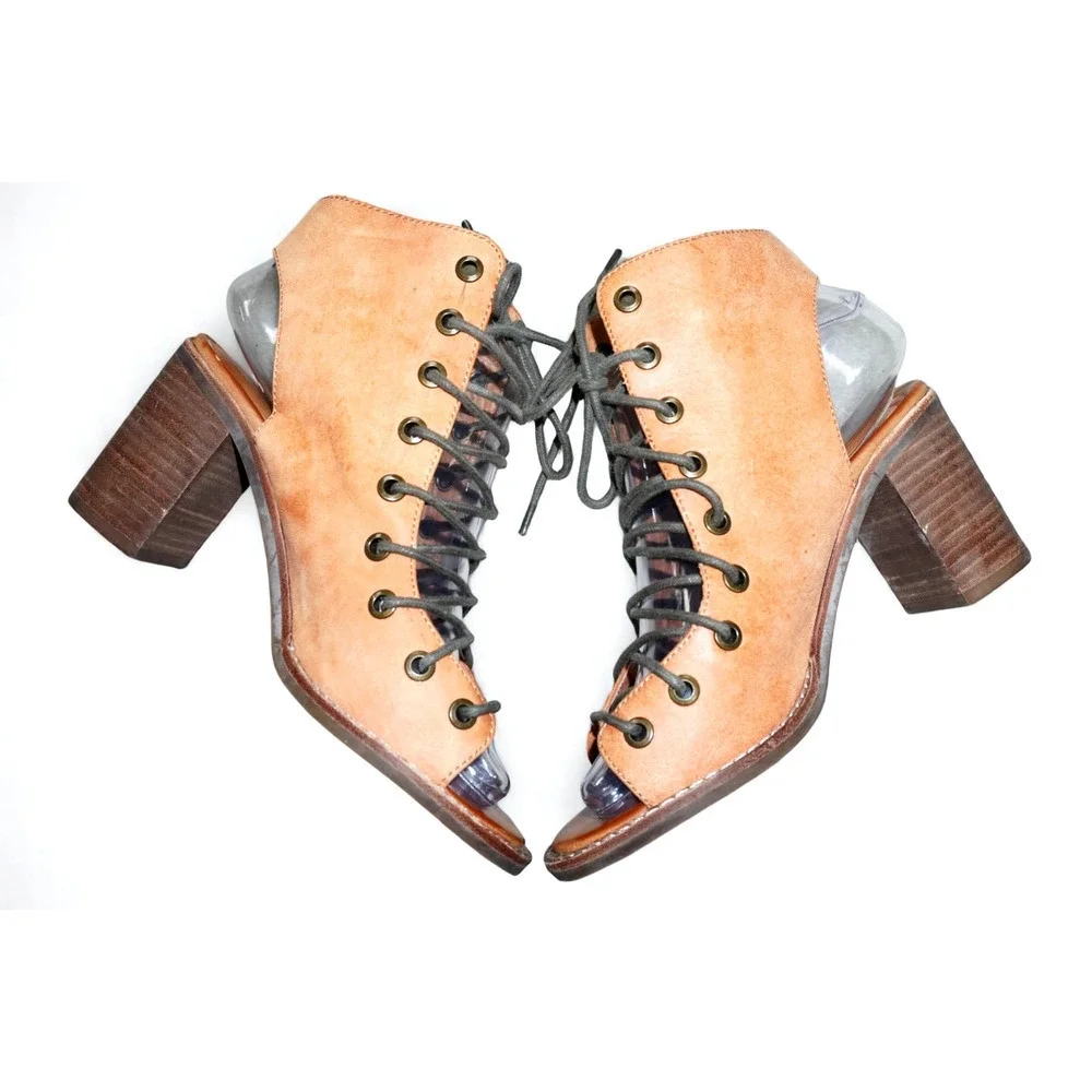 RARE $178 Jeffrey Campbell Free People Minimal Lace Up Heel Sandal 6